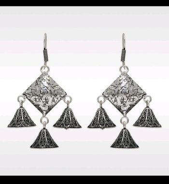 Boucles d'oreilles forme losange argent