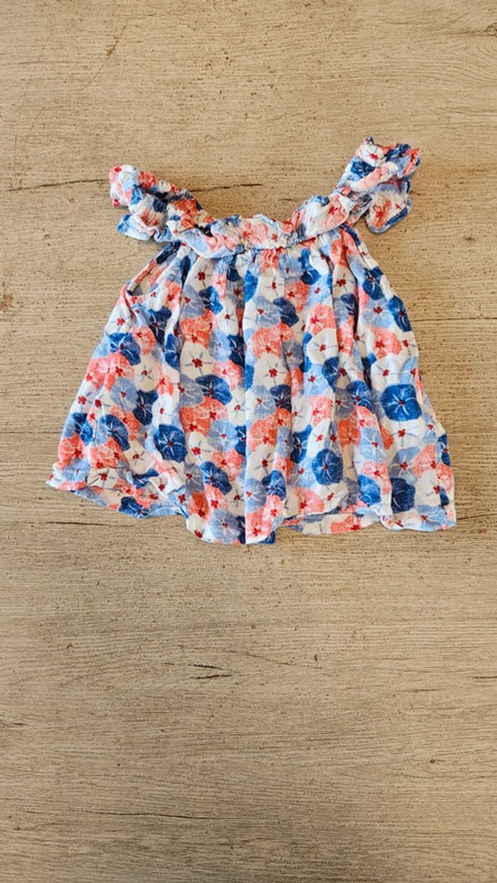 Blouse blanche avec motifs colorés, sans manche, TQF Collection, 8 ans, nickel