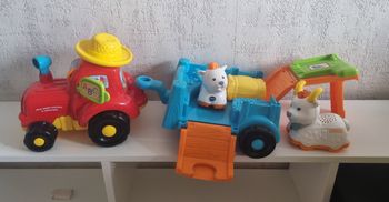 vtech mon super tracteur à remorque  la biquette à devinettes & son bébé  jouet d’éveil
