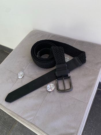 Ceinture en cuir noir Brice ajustable grande taille