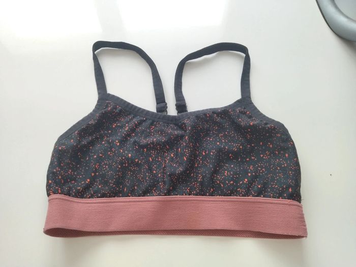 Brassière de sport noire et rose taille XS
