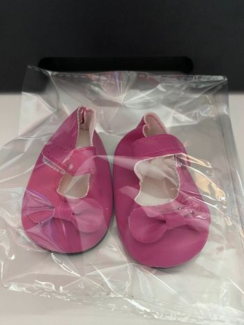 Ballerines rose à scratch avec noeud pour poupée