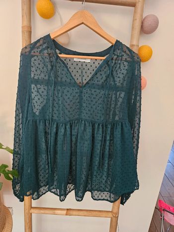Blouse plumetis vert émeraude T42