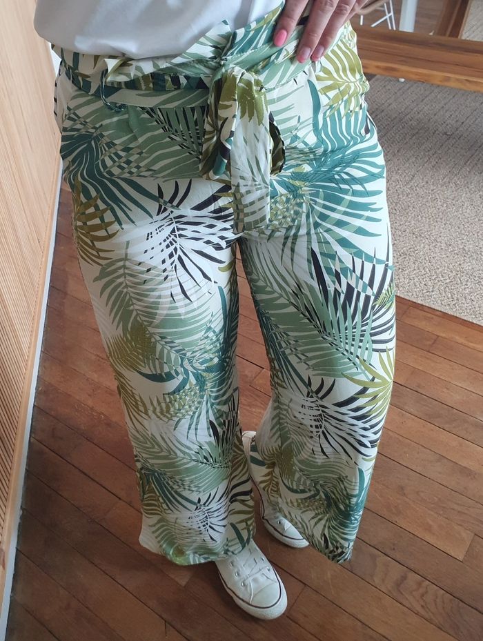 Pantalon fluide Ibiza vert/beige Taille S - photo numéro 4