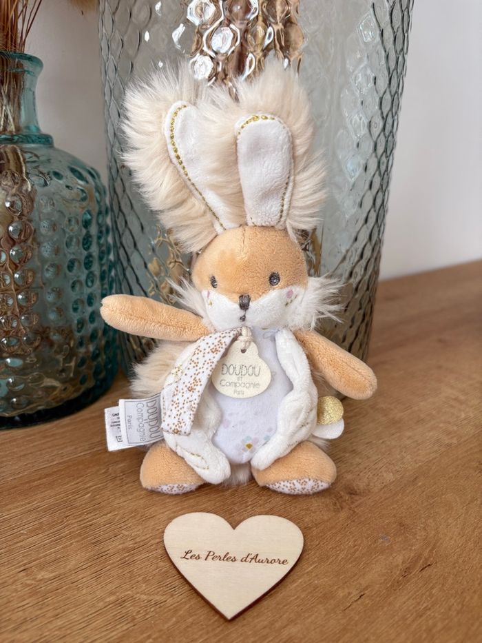 Doudou lapin beige hochet - photo numéro 1