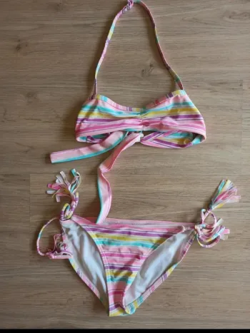 Maillot de bain rayé 2 pièces création française dag Adom 12 ans