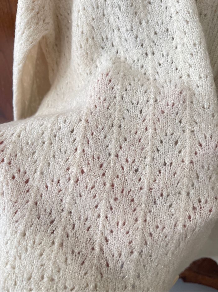 Cardigan tricote , beige , col grande ronde - photo numéro 7