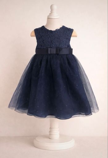 Robe bleu marine scintillante  et dentelles