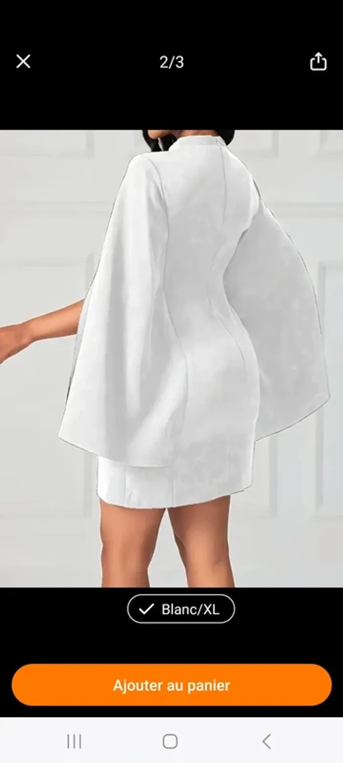 Robe blanche manches style cape - photo numéro 11