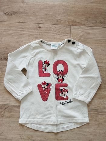 T-shirt manches longues Minnie Disney Baby blanc love fille 18 mois