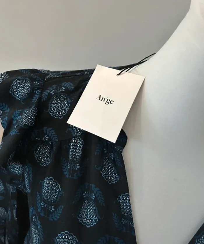 Ange robe bleu imprimée, florale, femme,  taille 0//34 Neuf avec étiquette - photo numéro 4