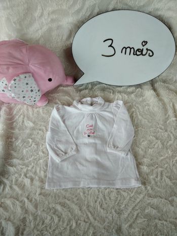 Chemise manches longues Sous pull col roulé Fille 3 mois "c'est moi la chef" Gémo