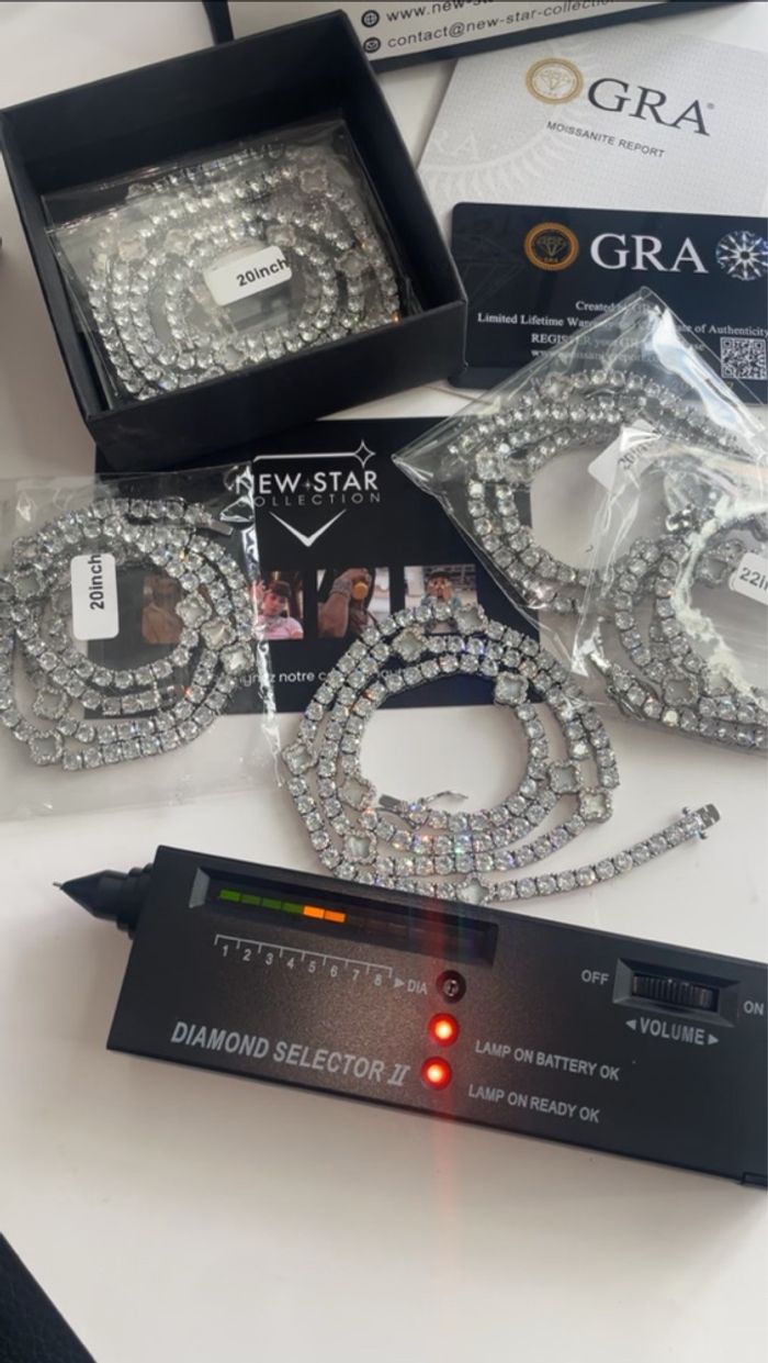 Chaîne de tennis en Moissanite Sertie de diamant VVS - photo numéro 7