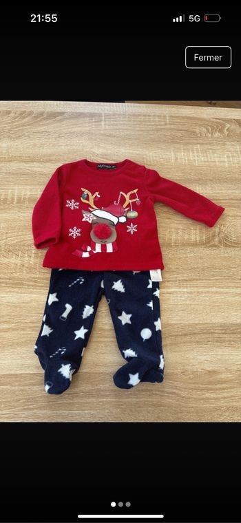 Pyjama velours 2 pièces Noël 6 mois 68cm Très bon état In Extenso