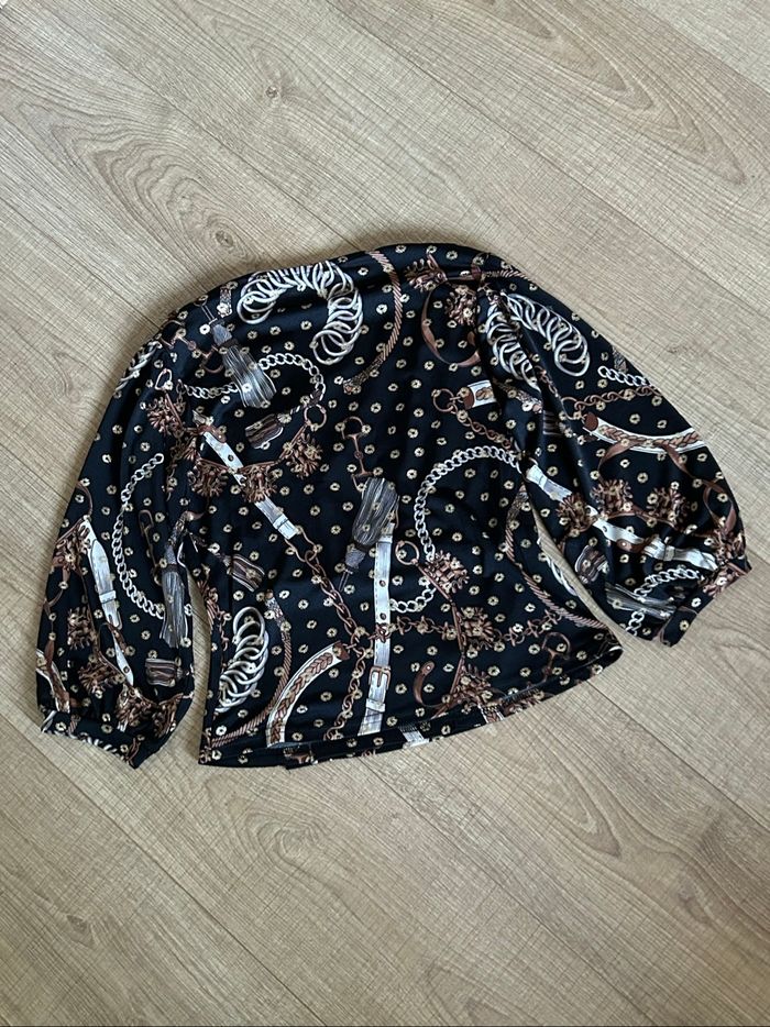 Blouse imprimée et dorée avec manches 3/4 Morgan taille S comme neuve - photo numéro 8
