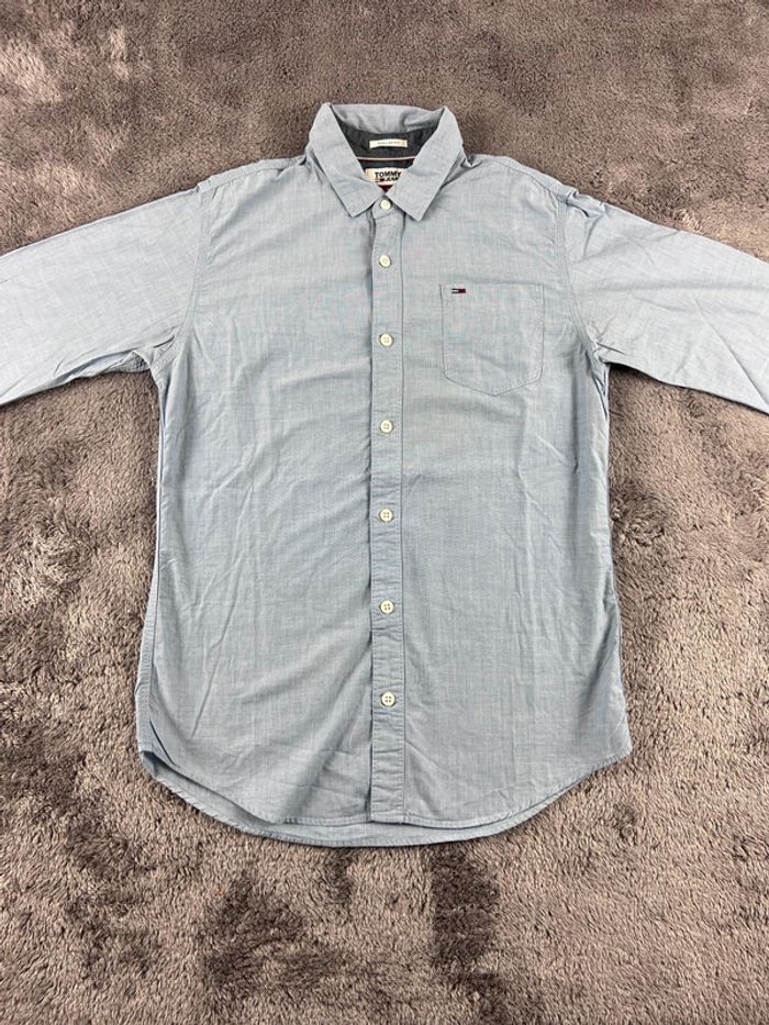 Chemise bleu clair Tommy Hilfiger 100% coton Regular Fit logo brodé Taille S - photo numéro 2