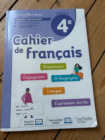 Cahier hachette français 4eme