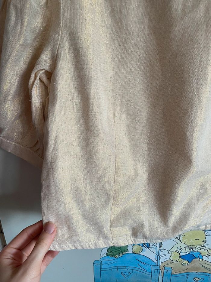 Blouse beige dorée à manches 3/4, taille 34, marque Pimkie - photo numéro 2