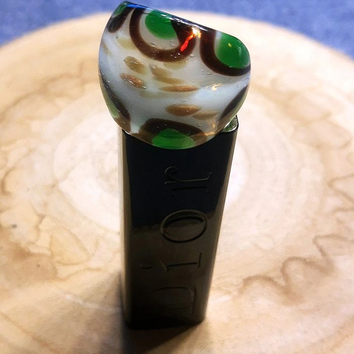Grosse bague boule en verre  coloris vert, or , blanc, marron - photo numéro 6