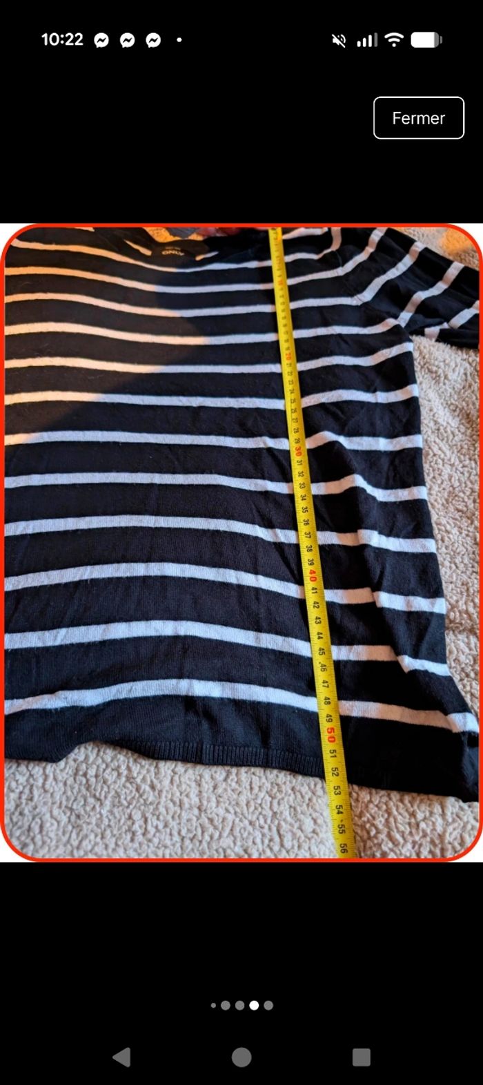 Pull marin noir et blanc ONLY - Détails boutons dorés - Taille XS - photo numéro 9