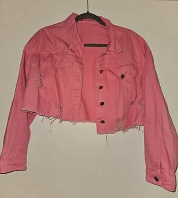 Veste jean déchirée rose