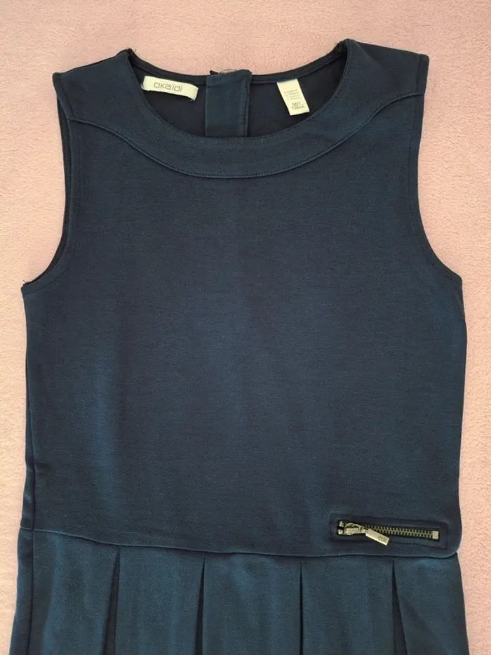 Robe chasuble Okaïdi 8 ans avec bas plissée bleu marine - photo numéro 3