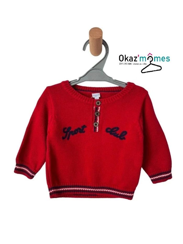 Pull coton rouge “Sport club” - Jacadi 6 mois