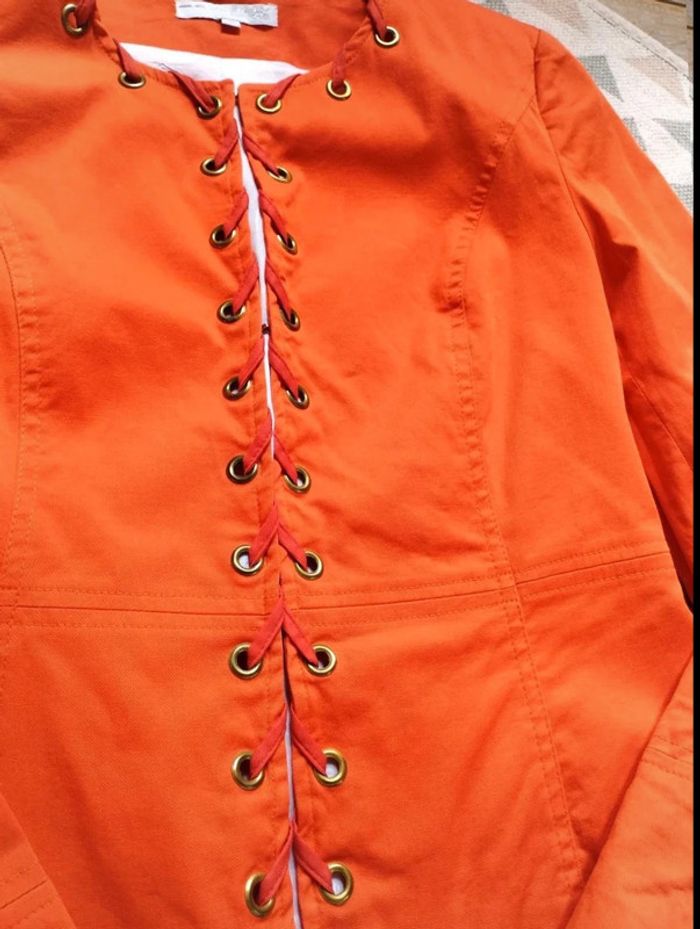 Blazer  lacé  Vintage  orange Neuf  Mariely Paris  38 =  36  actuel - photo numéro 7
