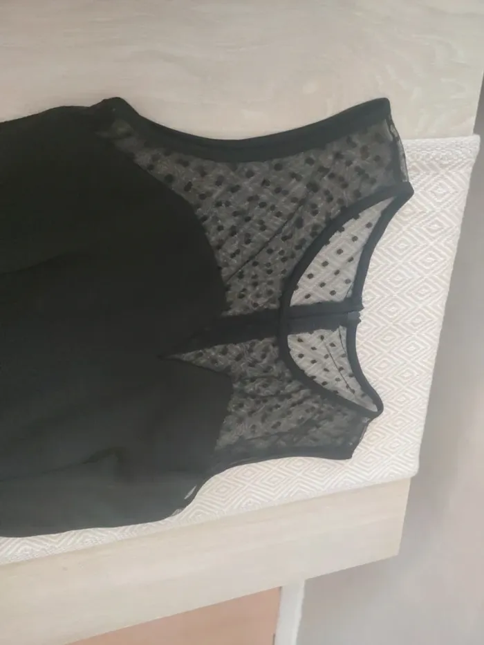 Combishort noir haut transparent a pois 14/16 ans - photo numéro 3