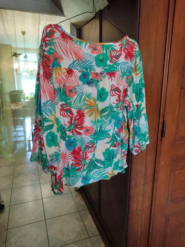 Blouse blanche fleurie vintage viscose L/40 y2k - photo numéro 10