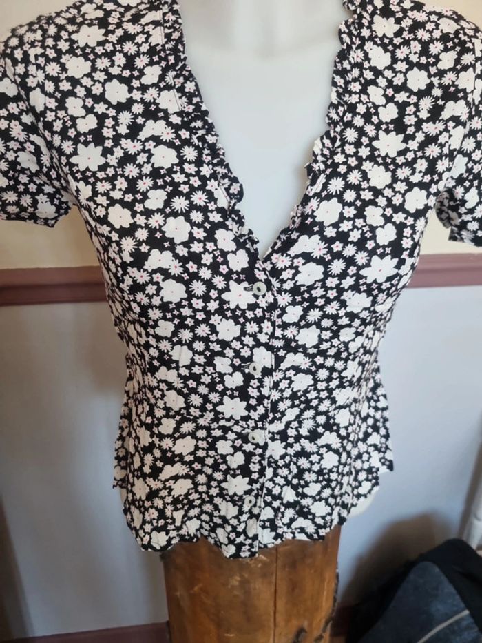 Haut fleuri noir et blanc 38 pimkie - photo numéro 2