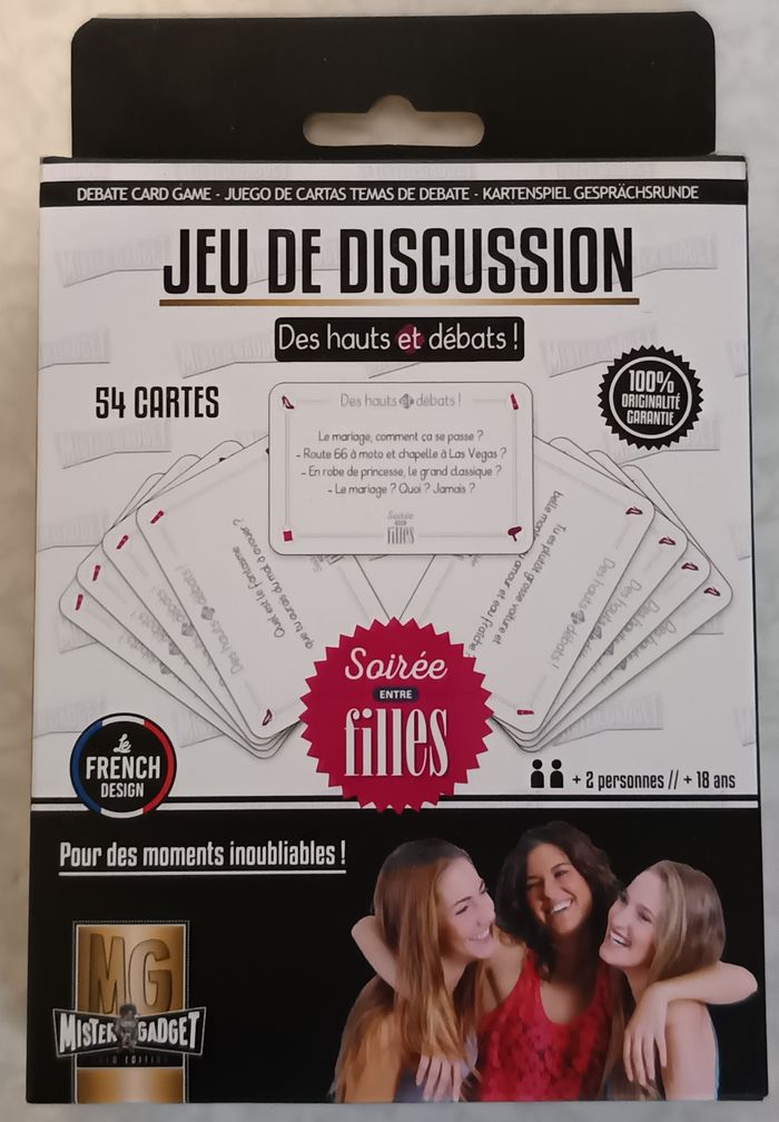 Jeu de 54 Cartes Débat "Soirée Filles" 8cm Rose