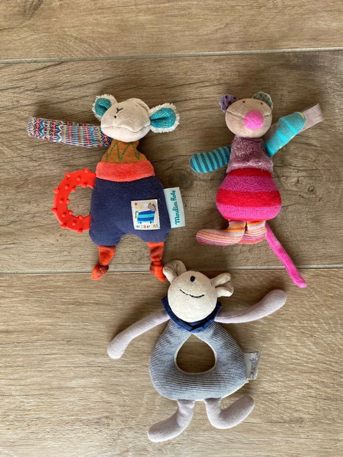 Lot 3 hochets moulin roty état neuf