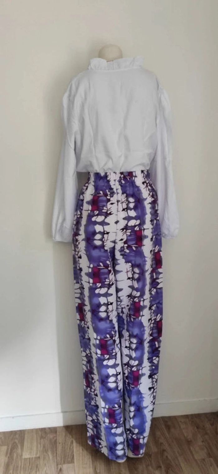 Pantalon Palazzo Vibrant & Blouse Romantique Blanche - photo numéro 4
