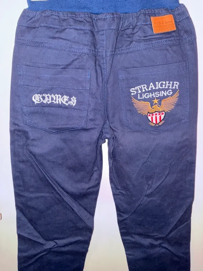 Pantalon brodé style cargo, 160 (13/14), sans marque, neuf sans étiquette. - photo numéro 5