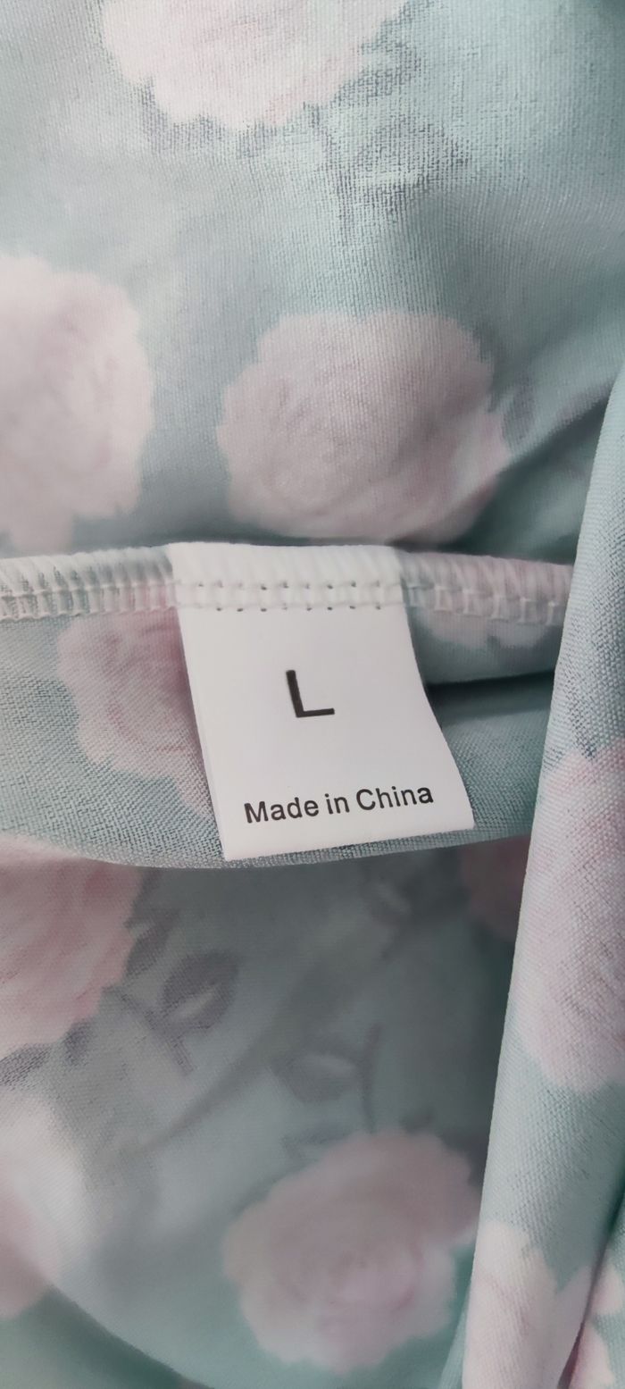 💚 Robe longue fleurie verte et rose – Amazon – Taille L (neuve) - photo numéro 7