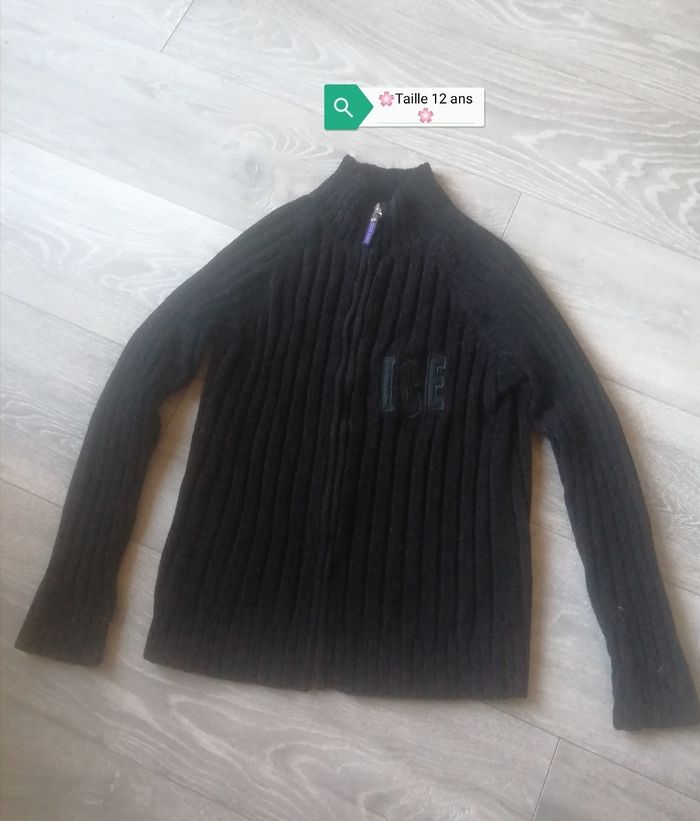 🌸Gilet côtelé noir zippé Taille 12 ans Neuf 🌸