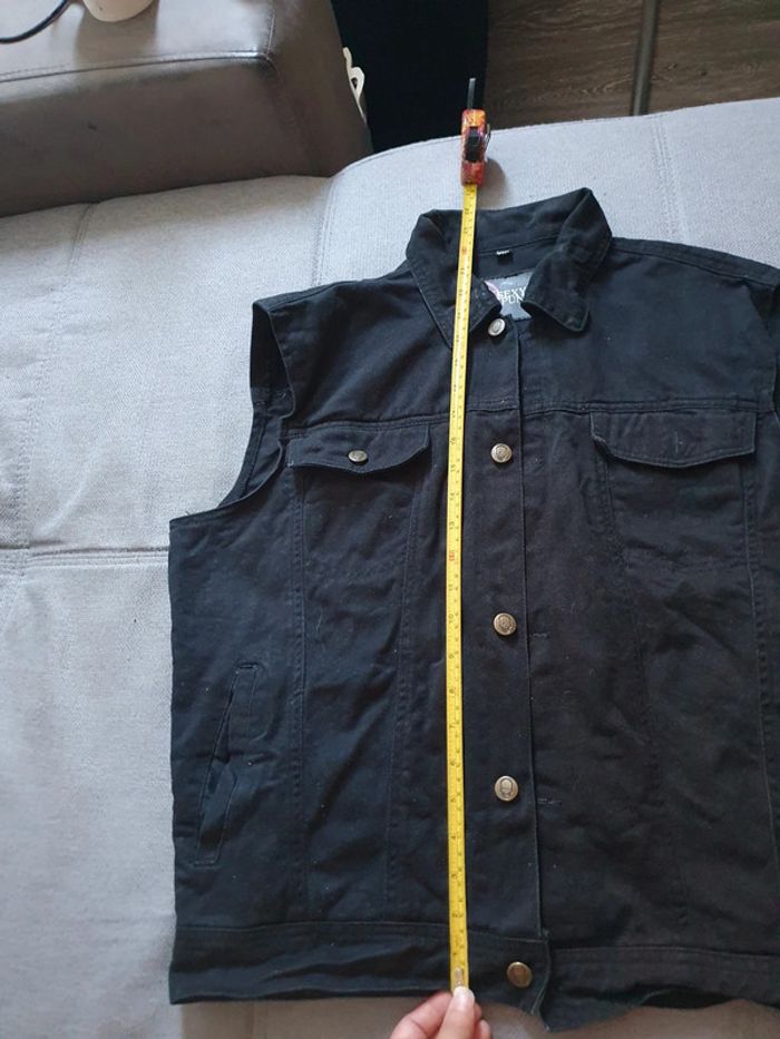 Veste en jean noire sexy punk patch dark funeral - photo numéro 6