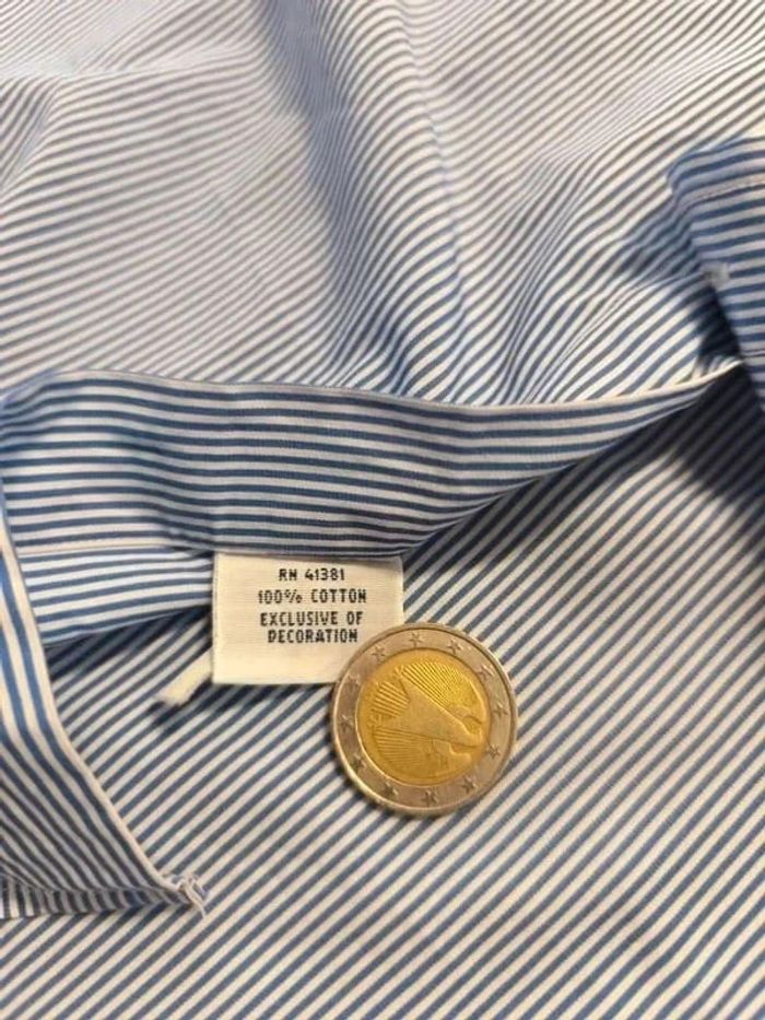 Chemise à rayure - Ralph Lauren - Logo brodé marine - Bleu, blanc - Taille XL - photo numéro 10