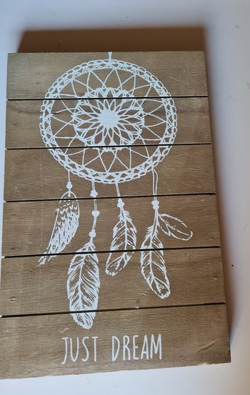 Cadre. Attrape rêve. En bois.  23 x 34 cm.