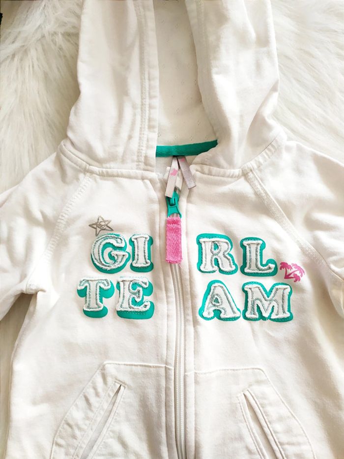 Sweat Zip à capuche Orchestra 3 ans en coton blanc - photo numéro 2