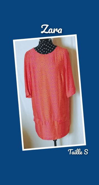Robe courte fluide corail motif léopard taille S Zara basic