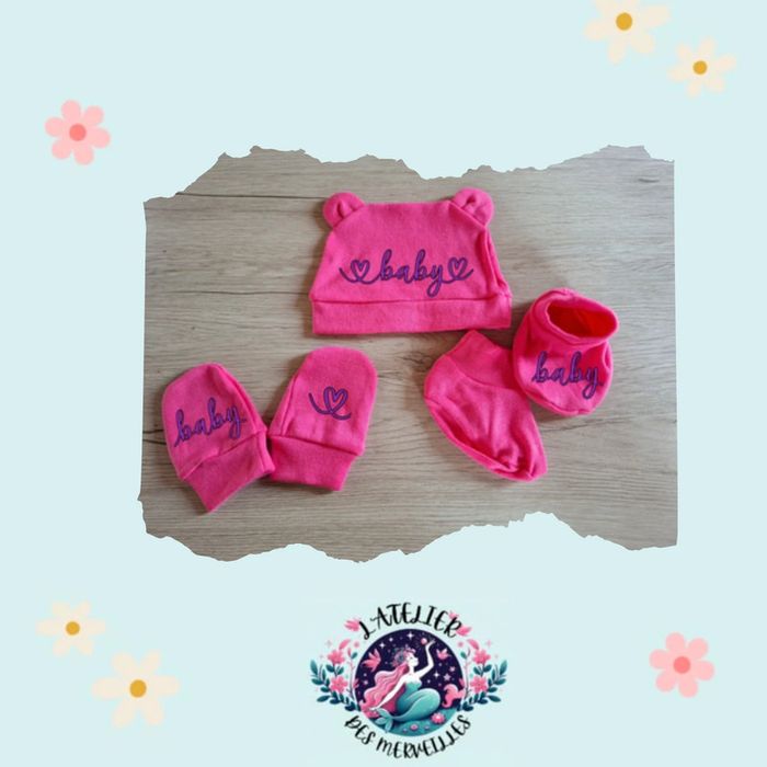 Bonnet Gant et chausson bébé 0-6mois bébé