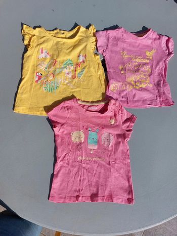 Lot 3 t-shirts rose jaune