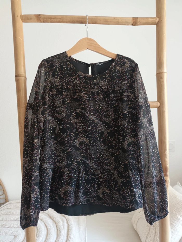 Blouse doublée noire à motifs 8 ans