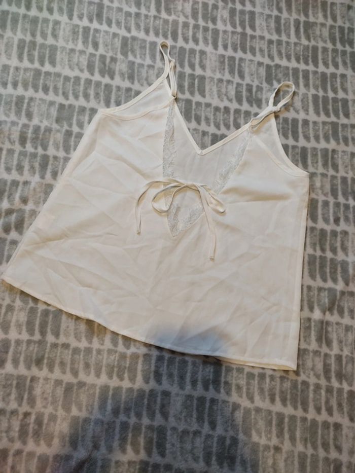 Débardeur large ample fluide dentelle dos écru taille 36 - photo numéro 1