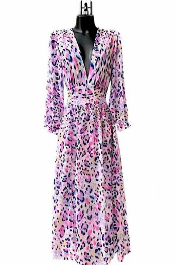 Robe longue violette rose fushia léopard 
