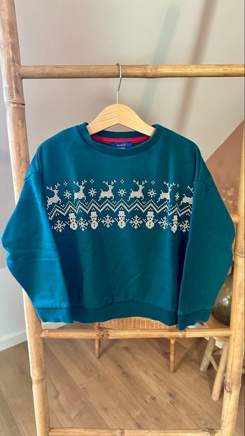 💜 Pull vert motif hivernal Noël OKAÏDI taille 5 ans 💜