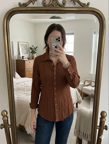 Chemise Jennyfer Neuve S – Marron Plissé – Jamais portée