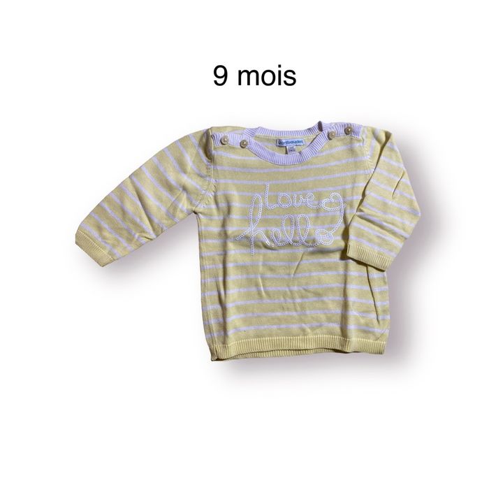 Vertbaudet Pull rayé jaune et blanc Taille 9 mois